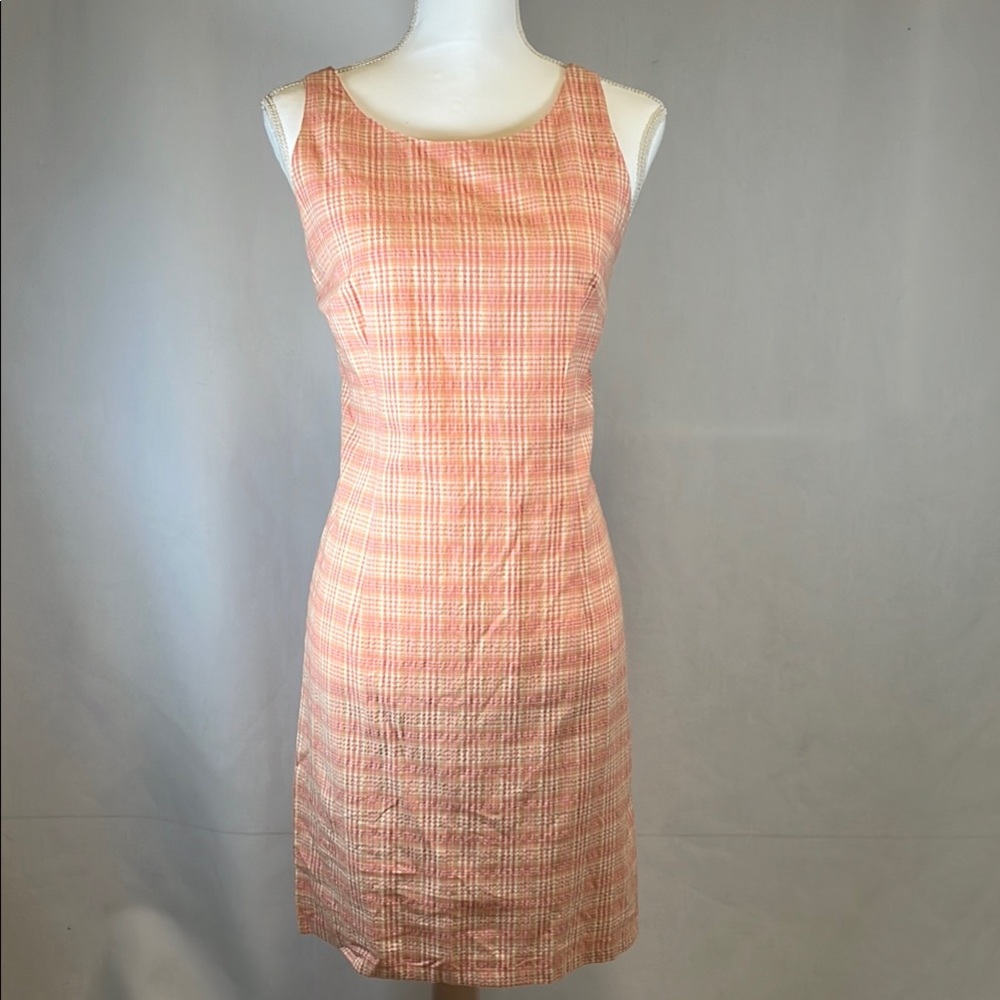 Liz Claiborne VTG Plaid Shift Dress Peach 10P EUC